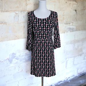 Boden Miriam Jersey Fall Floral Dress Black Bell Sleeves Women's Size 6 6R